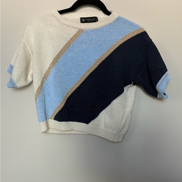 Size S short sleeve tricot - Made in Italy by Alchemia Tricot blue, golden - Picture 5 of 5